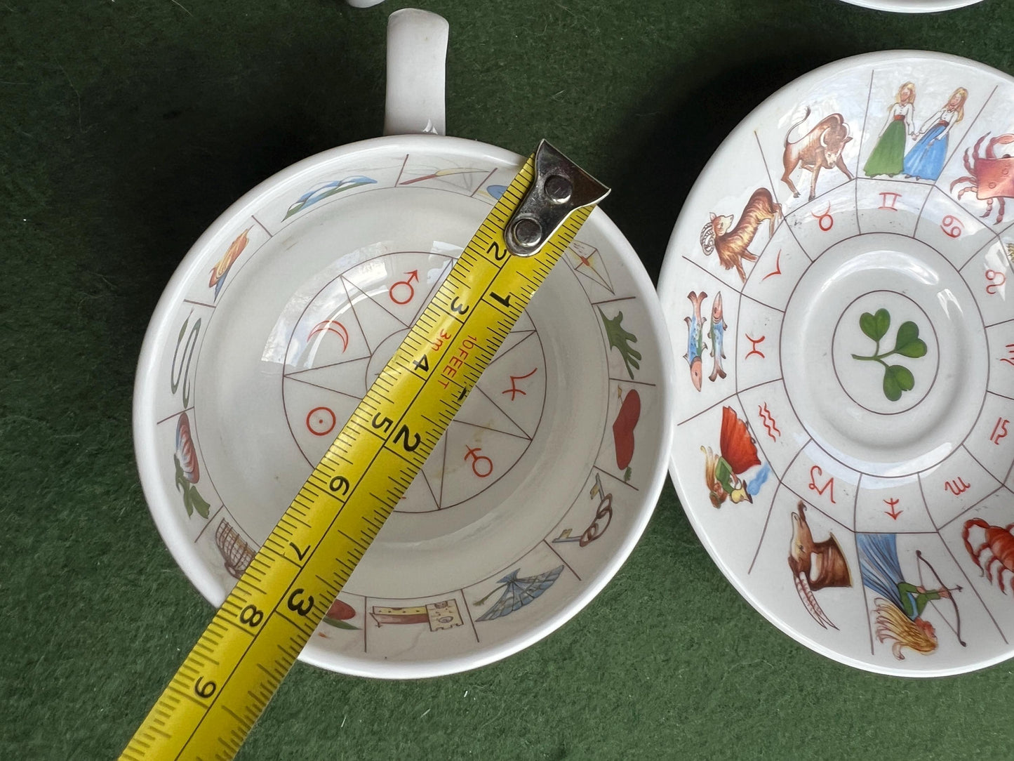 Vintage Fortune Telling Zodiac tea cup. Stamped Royal Kendal Fine Bone China 1985. 2 Available sold separately.