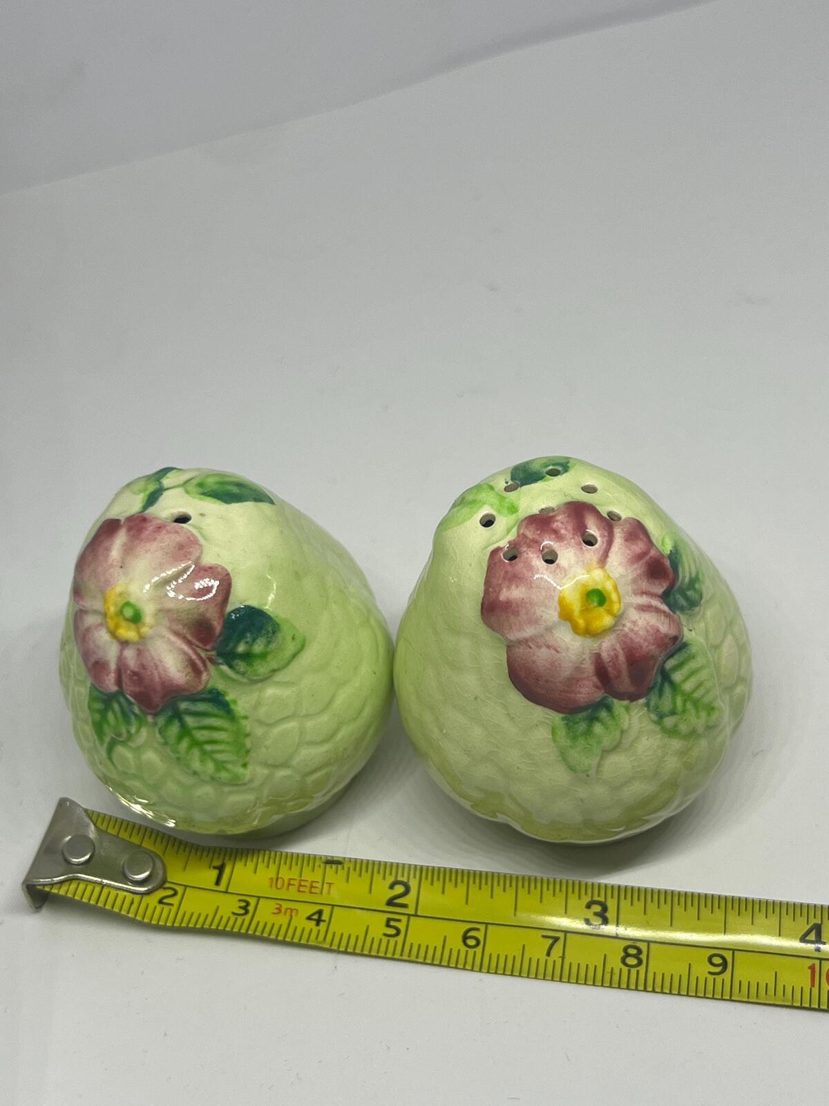 Vintage Carlton Ware 'Wild Rose' salt and pepper shakers. 1930s Salad Ware range