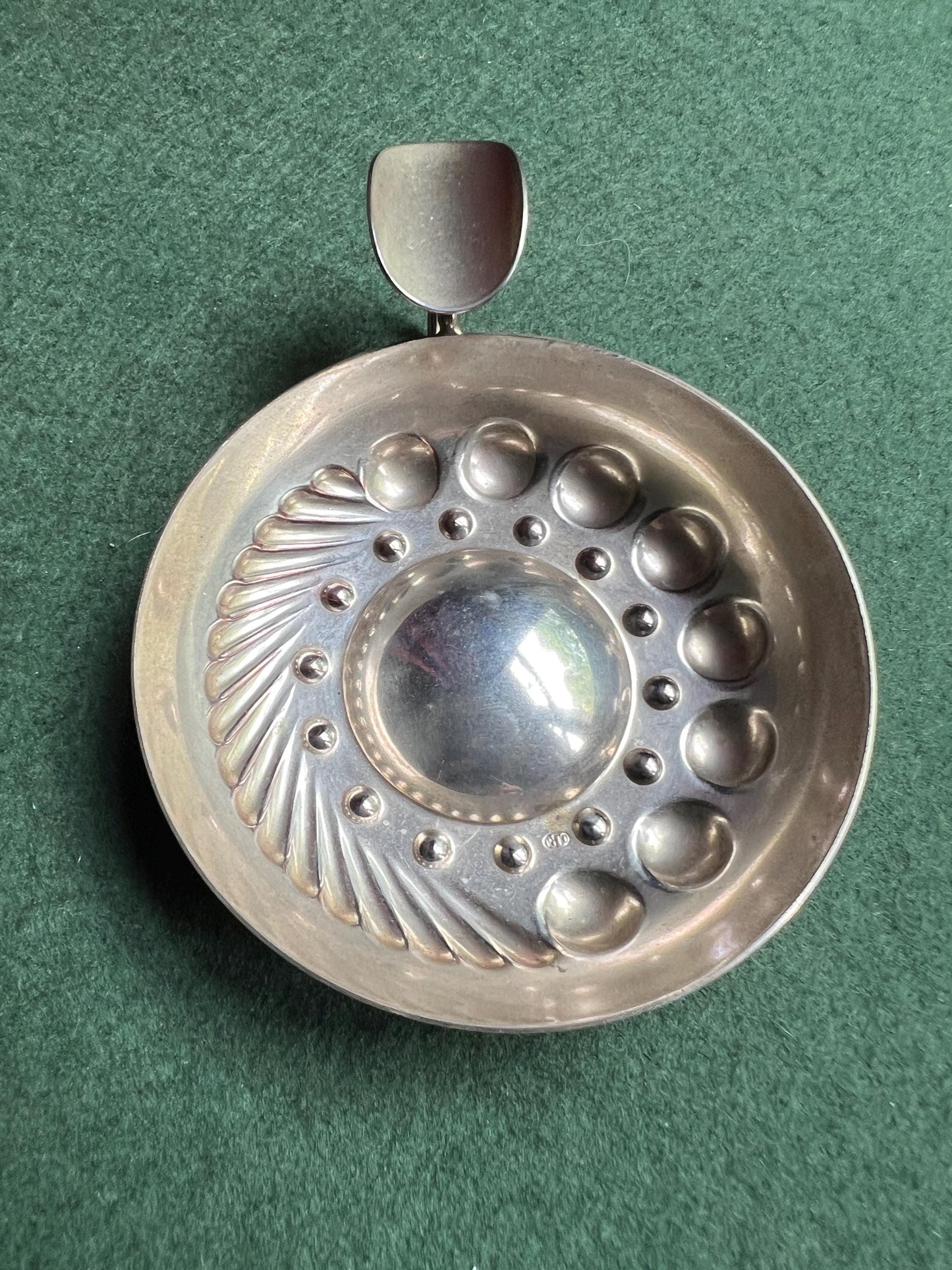 Vintage silver tone tastevin. Vintage barware.