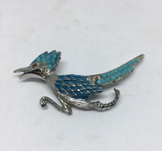 1960s Vintage Rhinestone Road Runner lapel pin. AS IS
