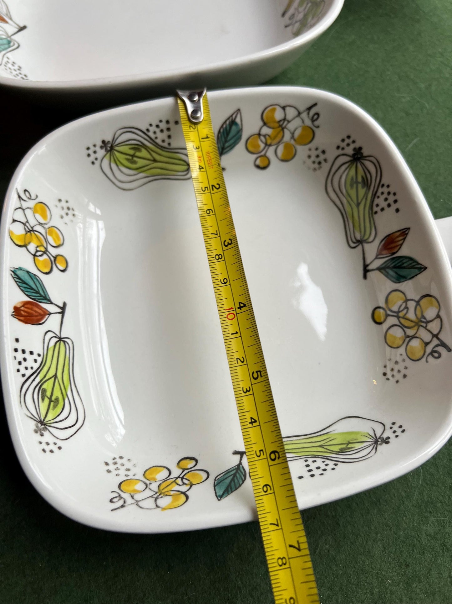 Pair of square Swedish Rörstrand Granada serving dishes.