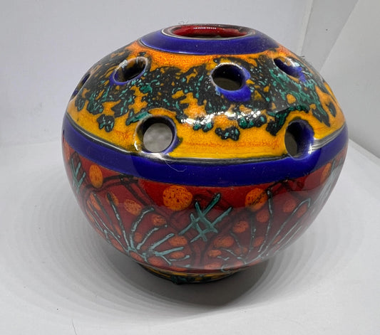 Vintage Italian flower frog ikebana Hand painted Signed S Stefano.