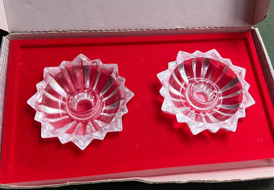 Vintage Crystal candle stick holders. Crystal d'Arques France starburst candle holders.