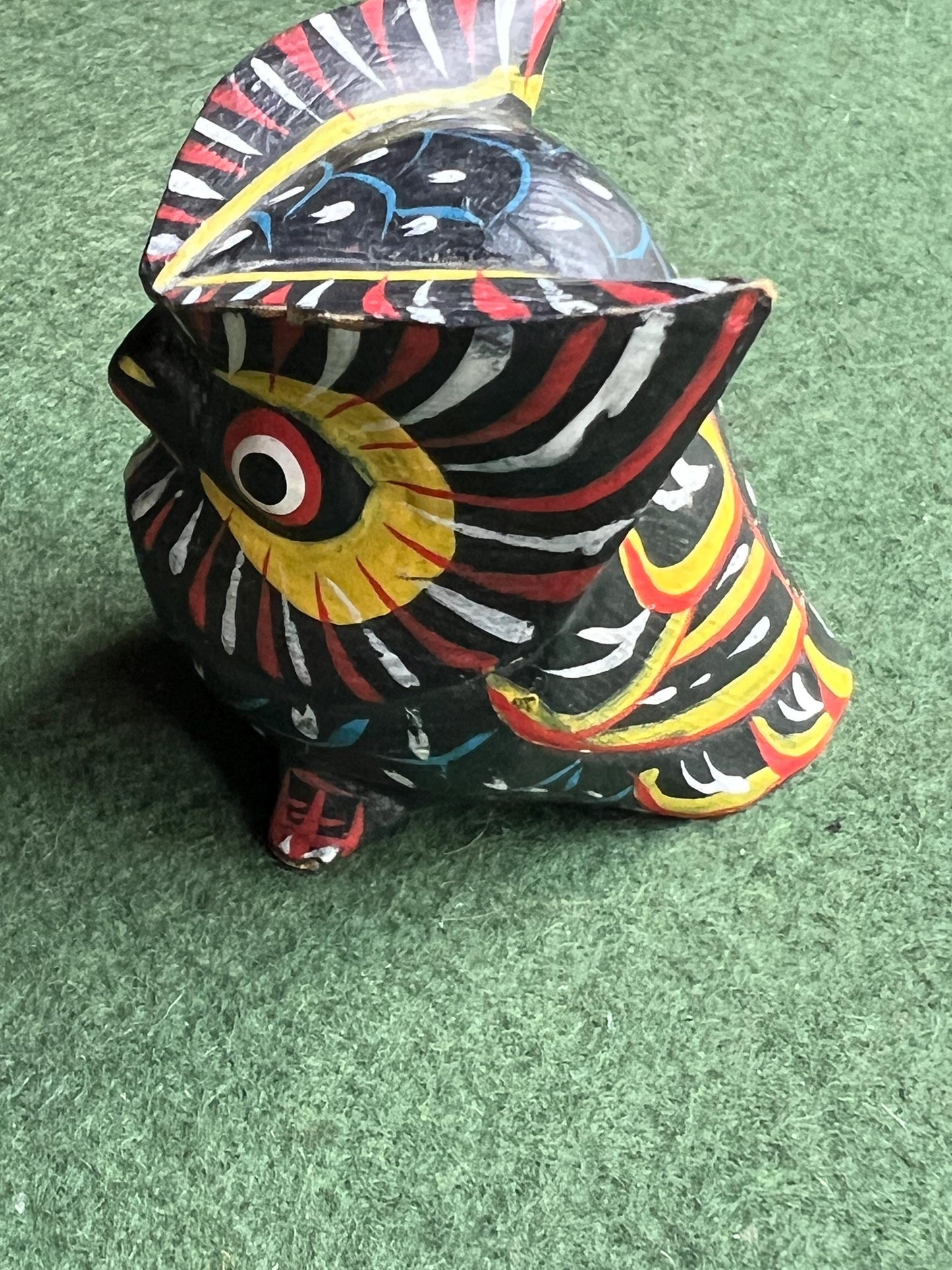 Hand painted colourful owlet ornament.