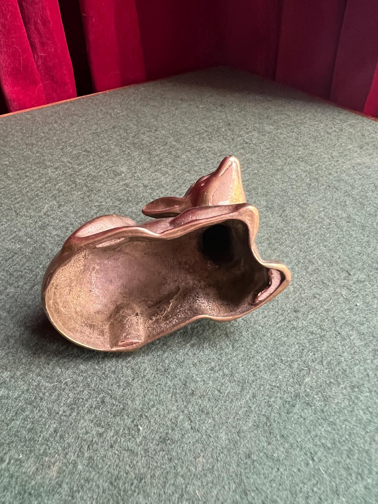 Vintage brass deer figurine. Resting fawn brass paperweight.