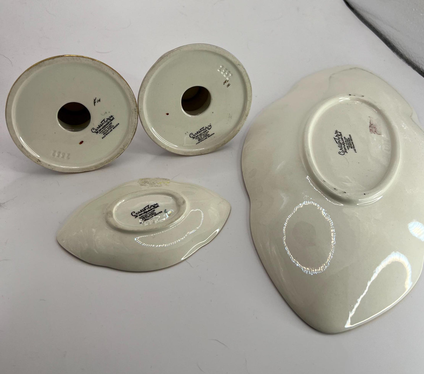 Carlton ware dressing table set Art Deco Lilac ceramic floral decor