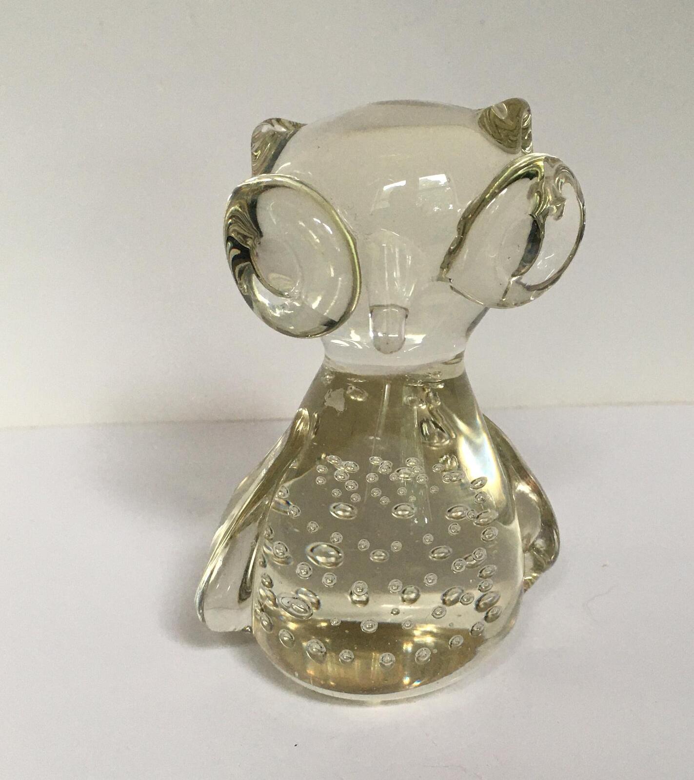 Quirky Blown glass big eyed owl figurine paperweight.