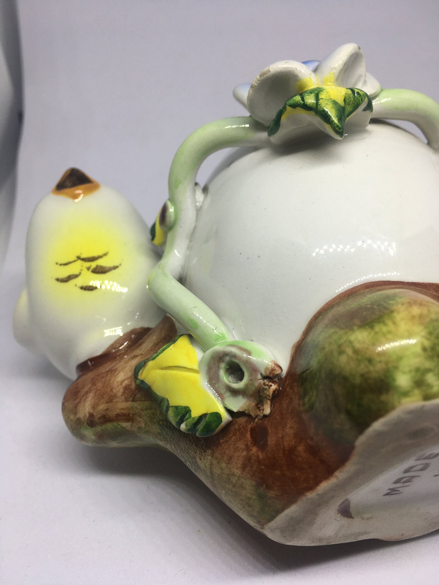 Kitsch Egg cup. Vintage unusual quirky ceramic chick and egg plant pot. Made in Italy. Cactus succulent planter.