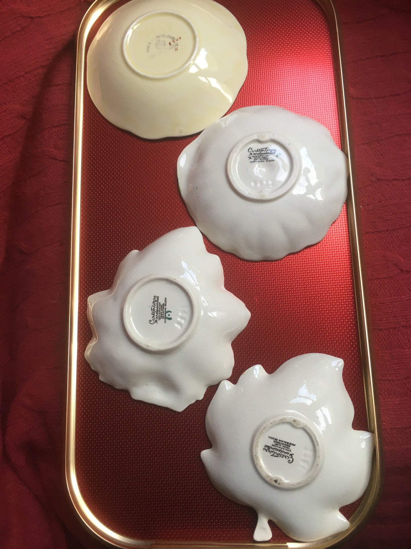 Vintage hand painted trinket dishes. Carlton Ware Crown Devon.