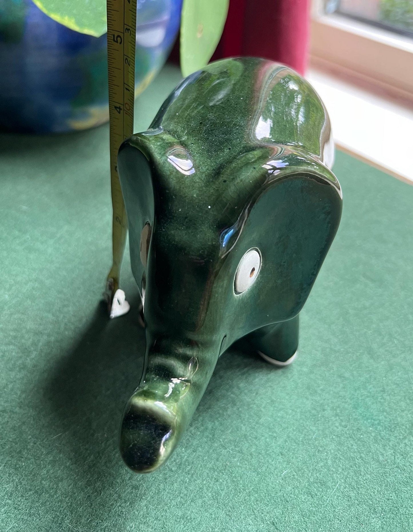 Quirky vintage Wellow Pottery ceramic stylised elephant figurine.