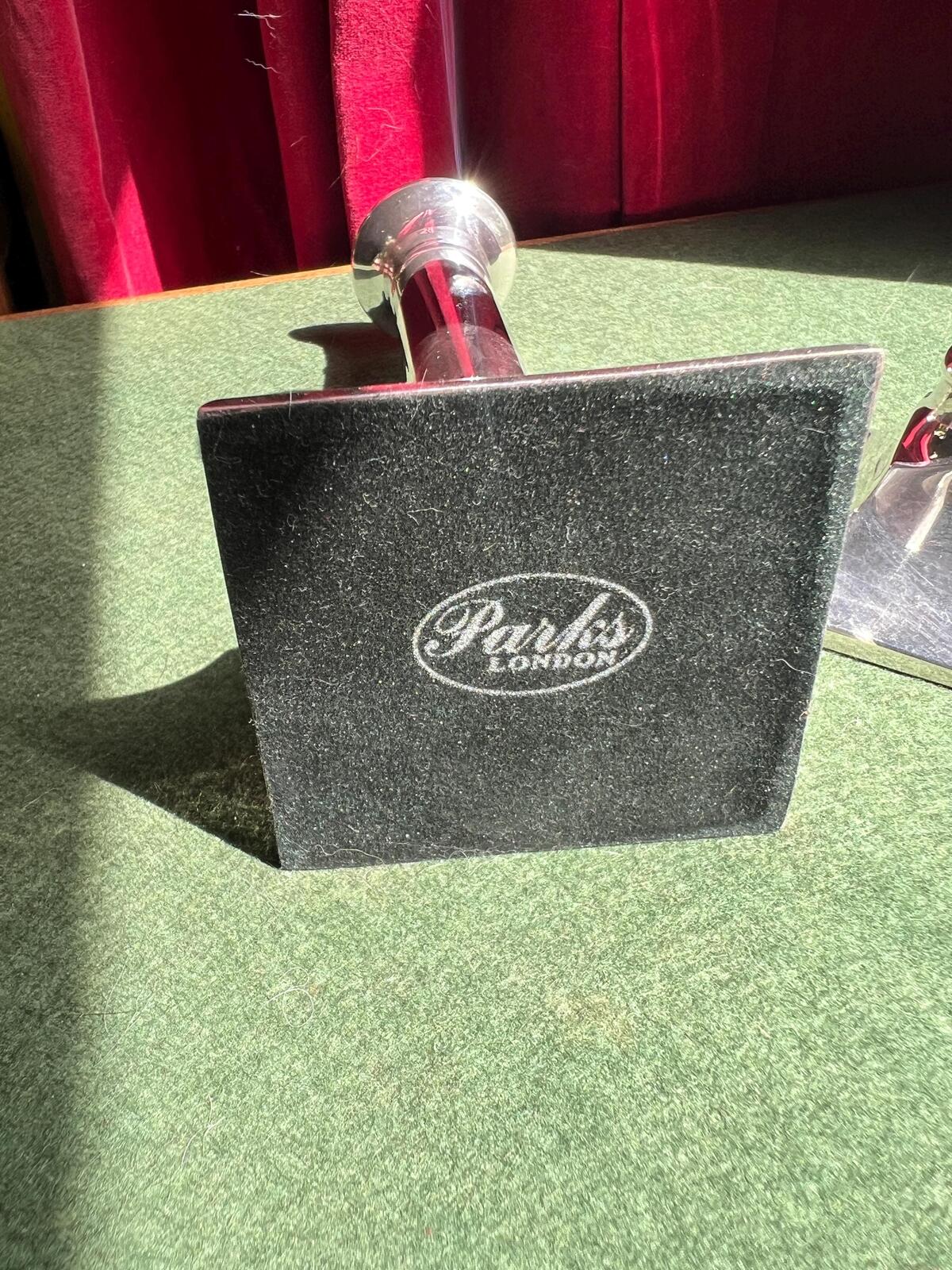 Vintage silver plate column candlestick holders. Parks of London.