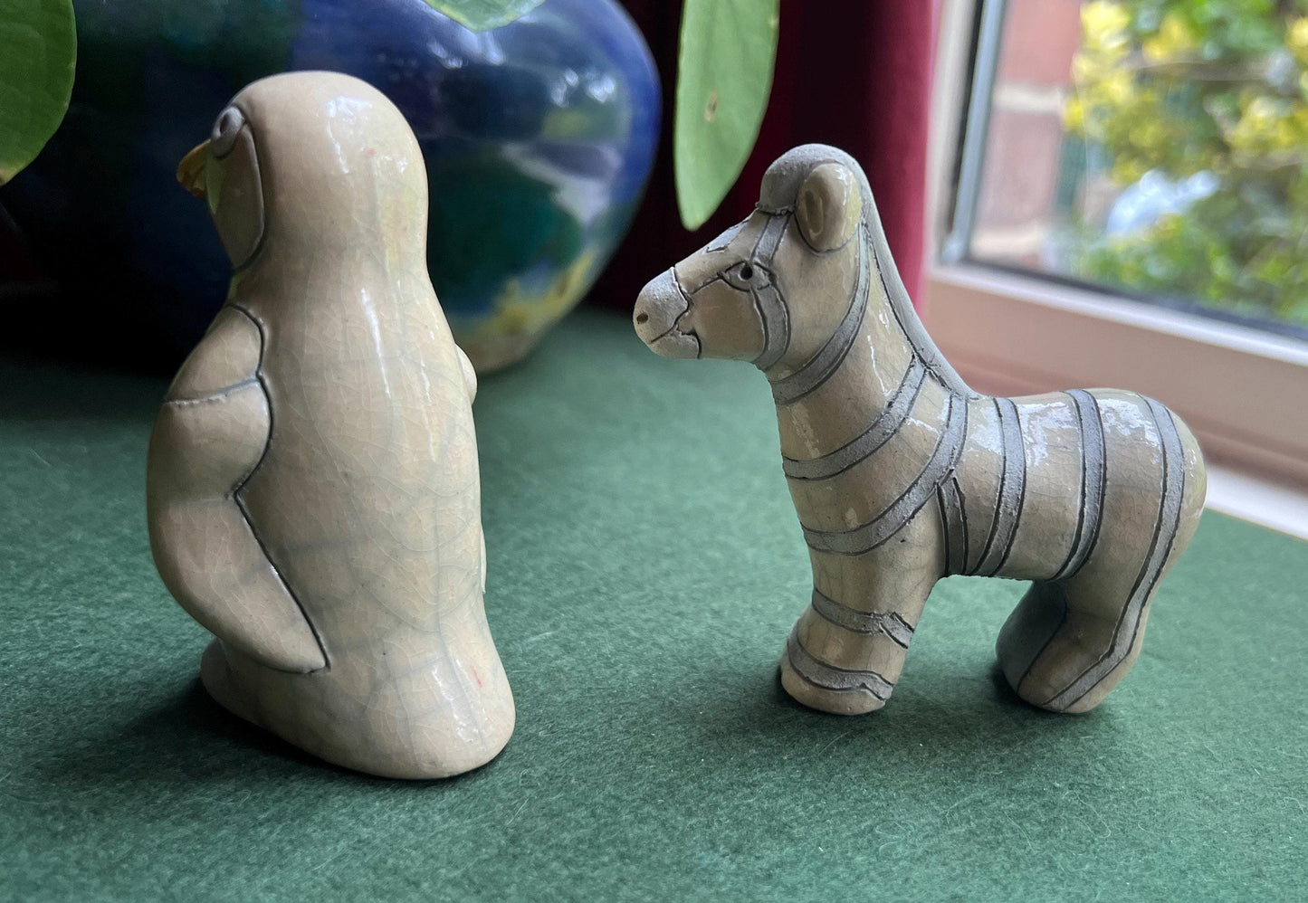 Raku Pottery Penguin and Zebra Hand made in South Africa