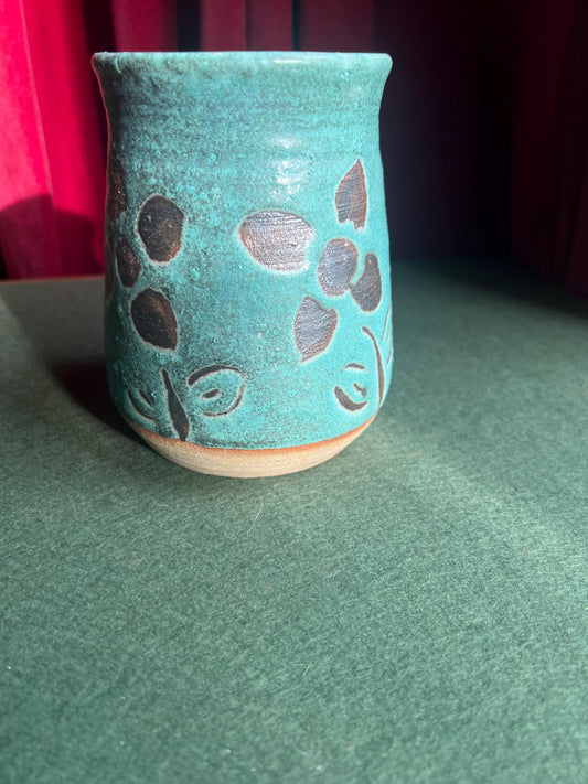 Studio Pottery Stoneware Vase Utensil holder. tamped to base FC C