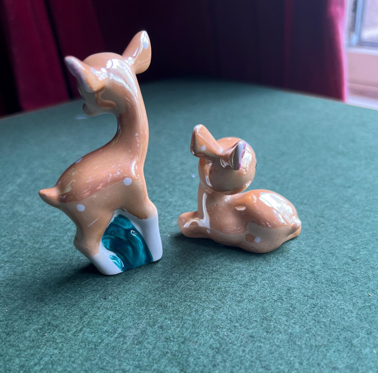 Kitsch lustre ware deer family figurines.