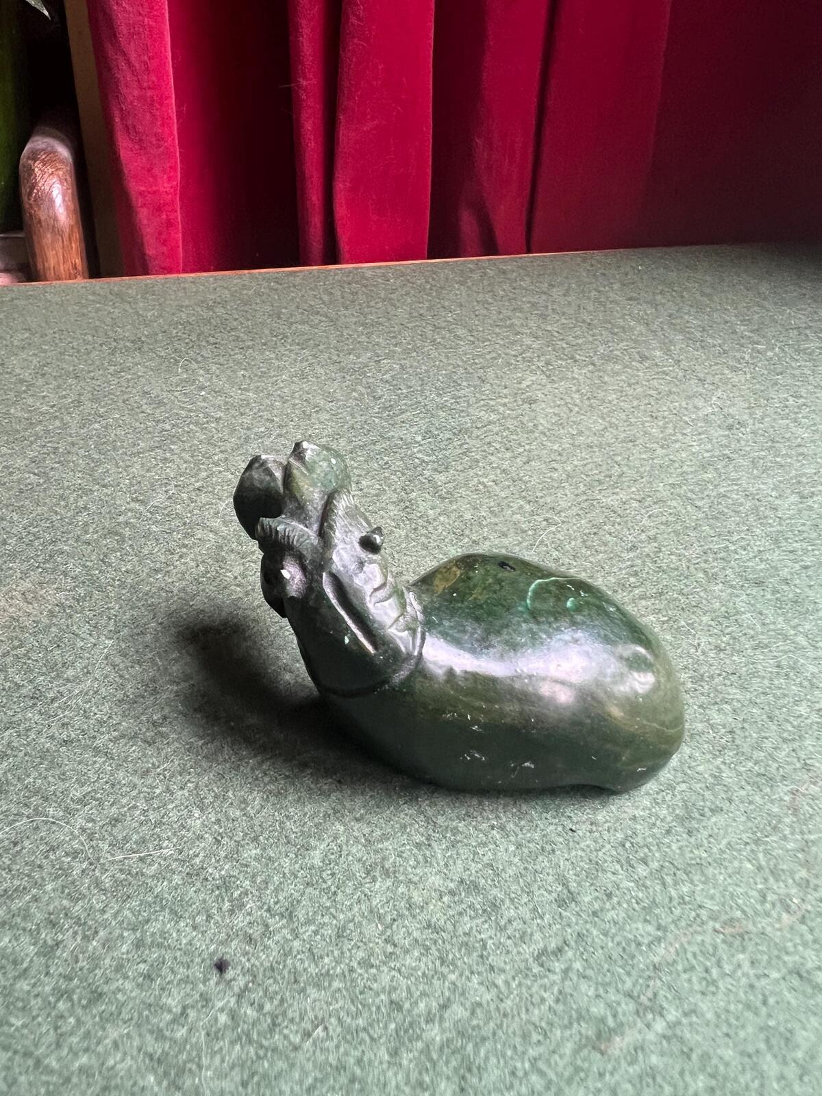 Vintage Verdite hippo sculpture. Hand carved Zimbabwean stone hippopotamus. Animal lover gift.