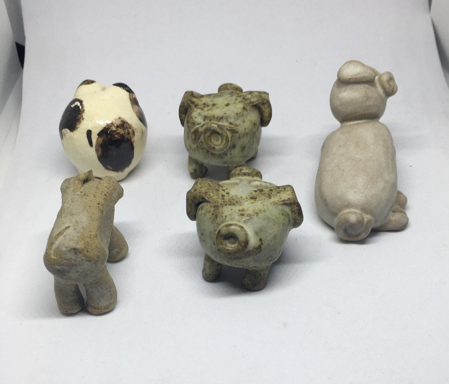 Pig figurines. Handmade pig collection. 5 quirky little pottery pigs.