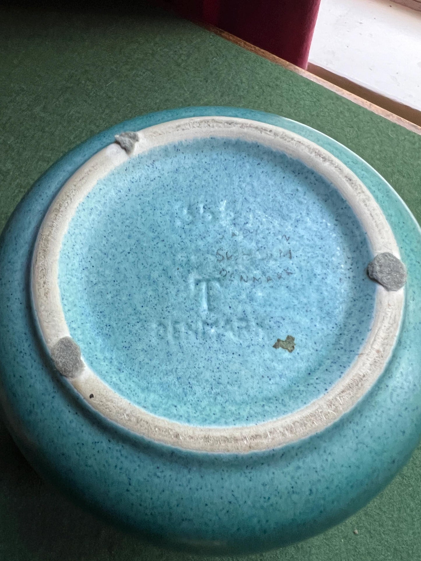 Vintage Søholm Denmark TOBAK Tobacco Jar Teak Lid Ceramic Teal blue Humidor