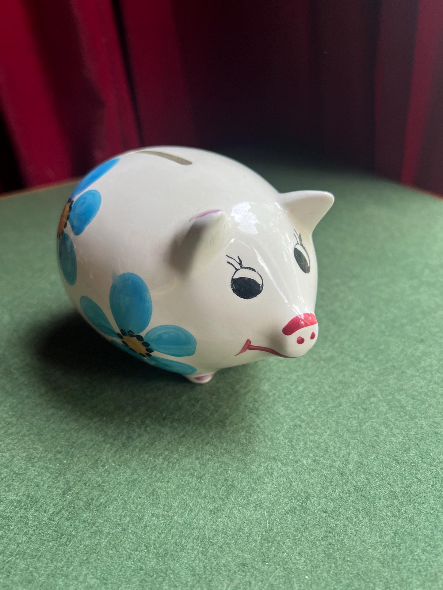 Vintage piggy bank Hand painted ceramic money bank Made in Portugal