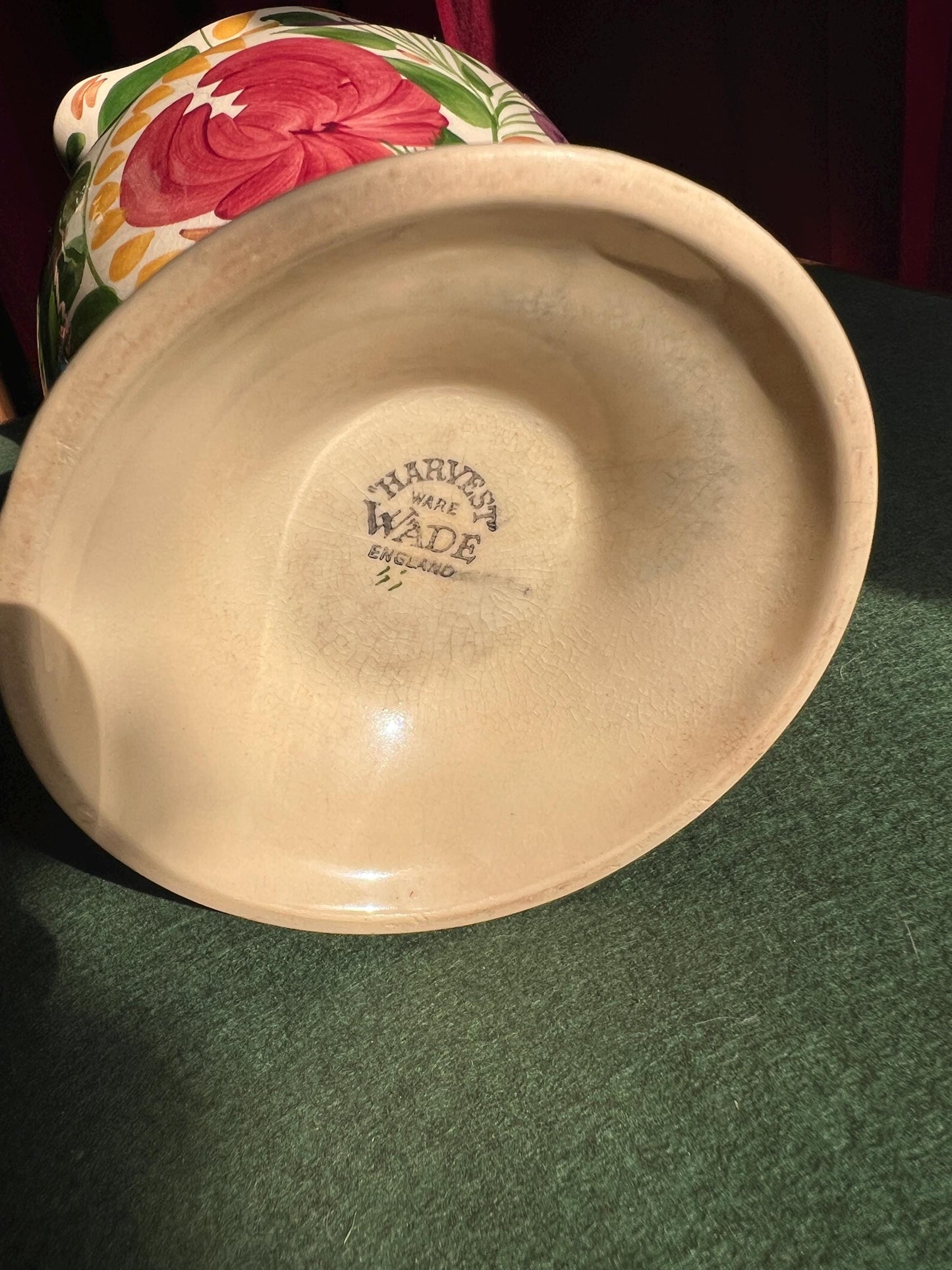 Wade large jug pitcher. Stamped Harvest Ware Wade England.