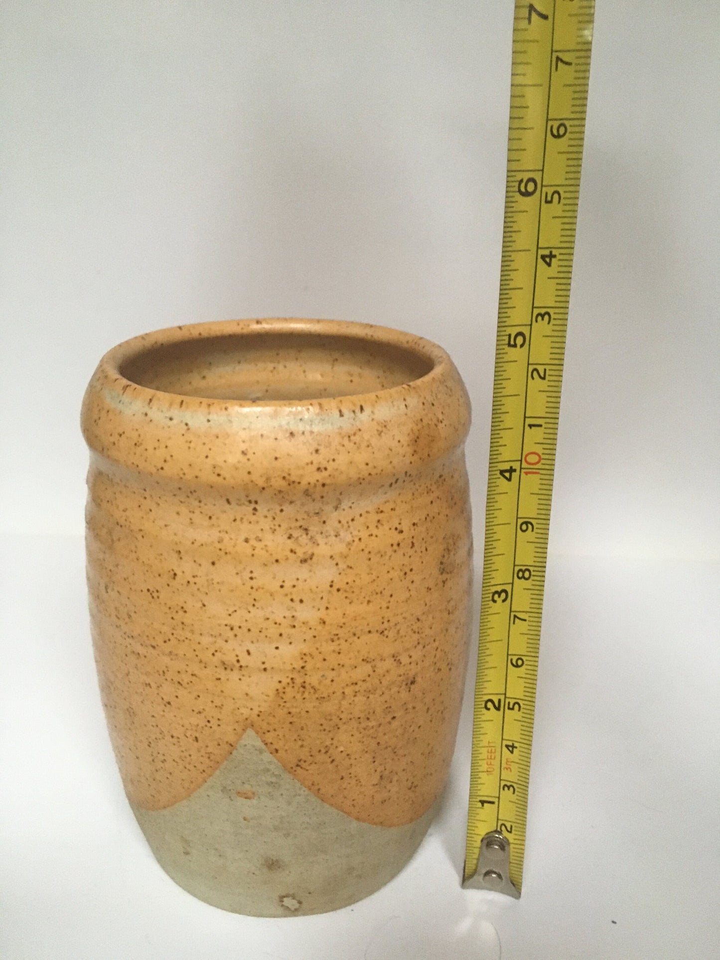Studio Pottery Vase. Hand made bud posy vase with Sgrafitto grass pattern design.