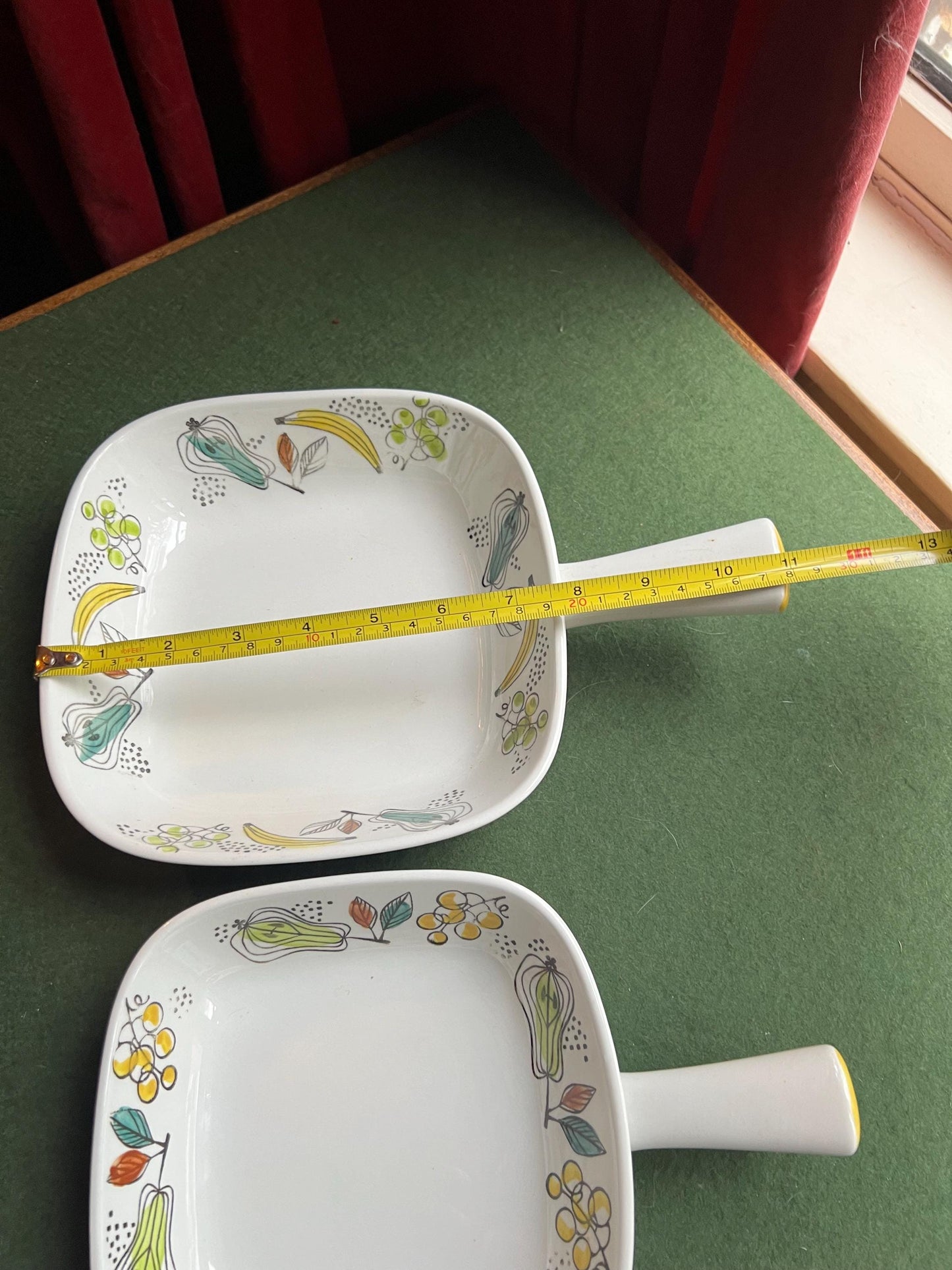 Pair of square Swedish Rörstrand Granada serving dishes.
