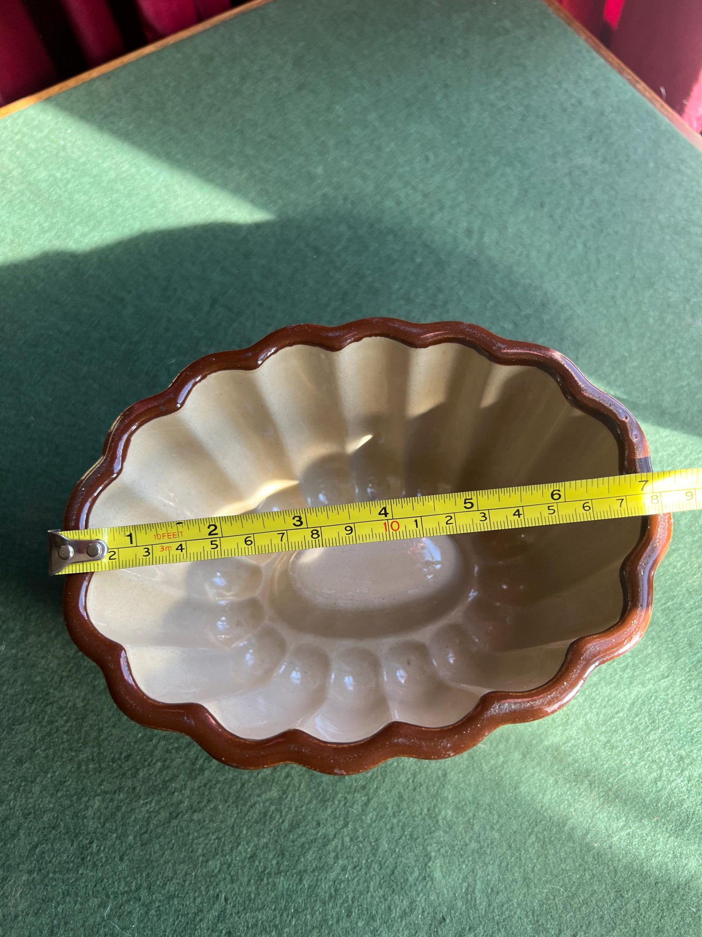 Vintage stoneware jelly aspic mould. Stamped Bourne Denby England.