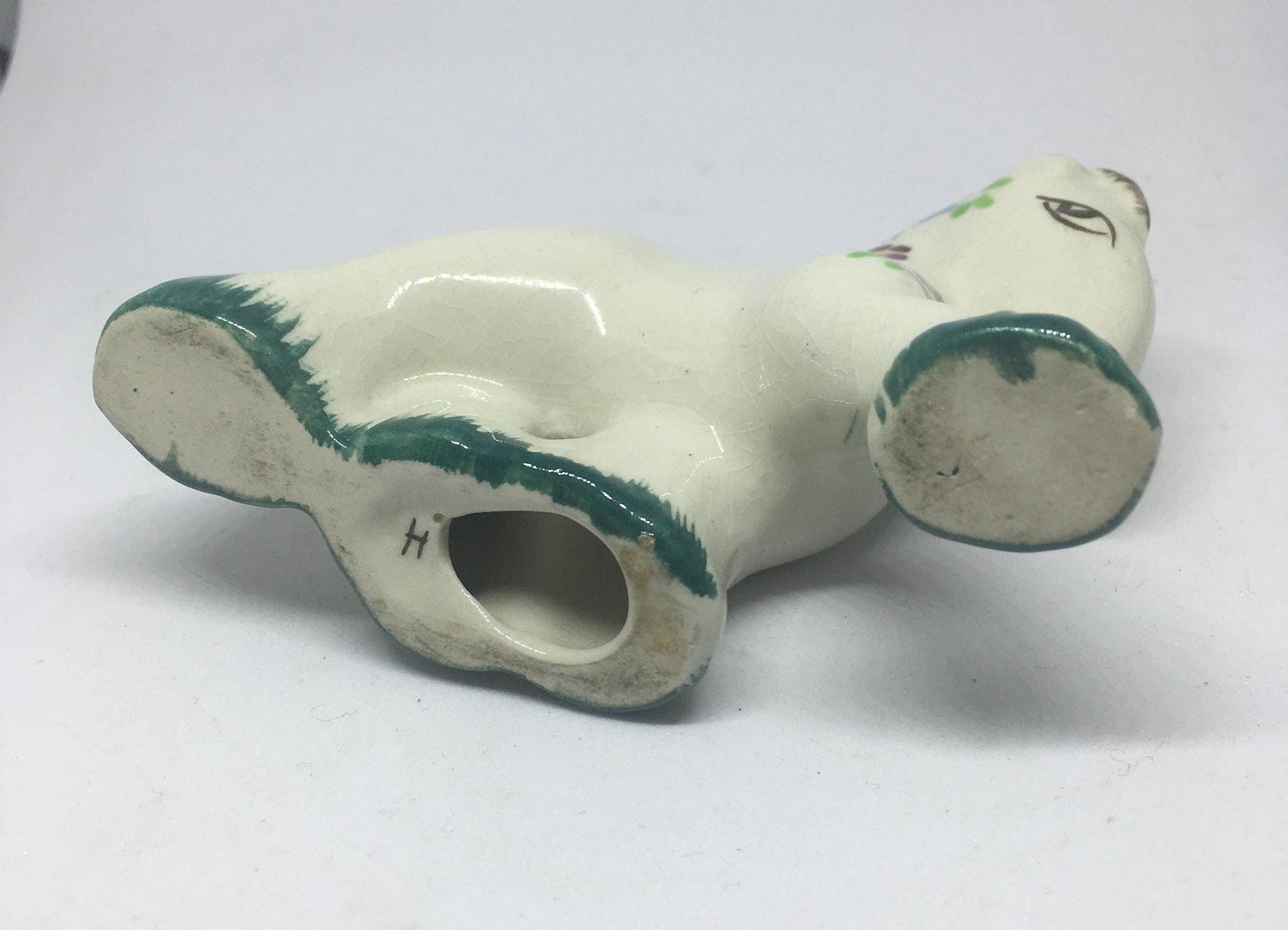 Folk art ceramic pony. Hand-painted prancing ceramic pony.