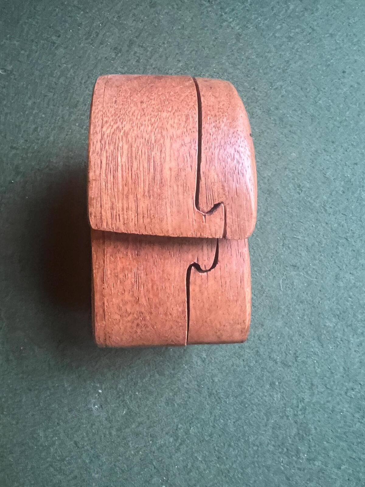 Vintage Handcrafted sheesham wood mushroom puzzle box with hidden compartment.