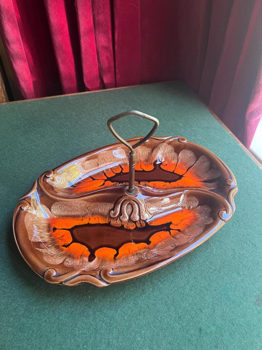 Vintage handled serving dish. 1950s Albert Ferlay Vallauris.