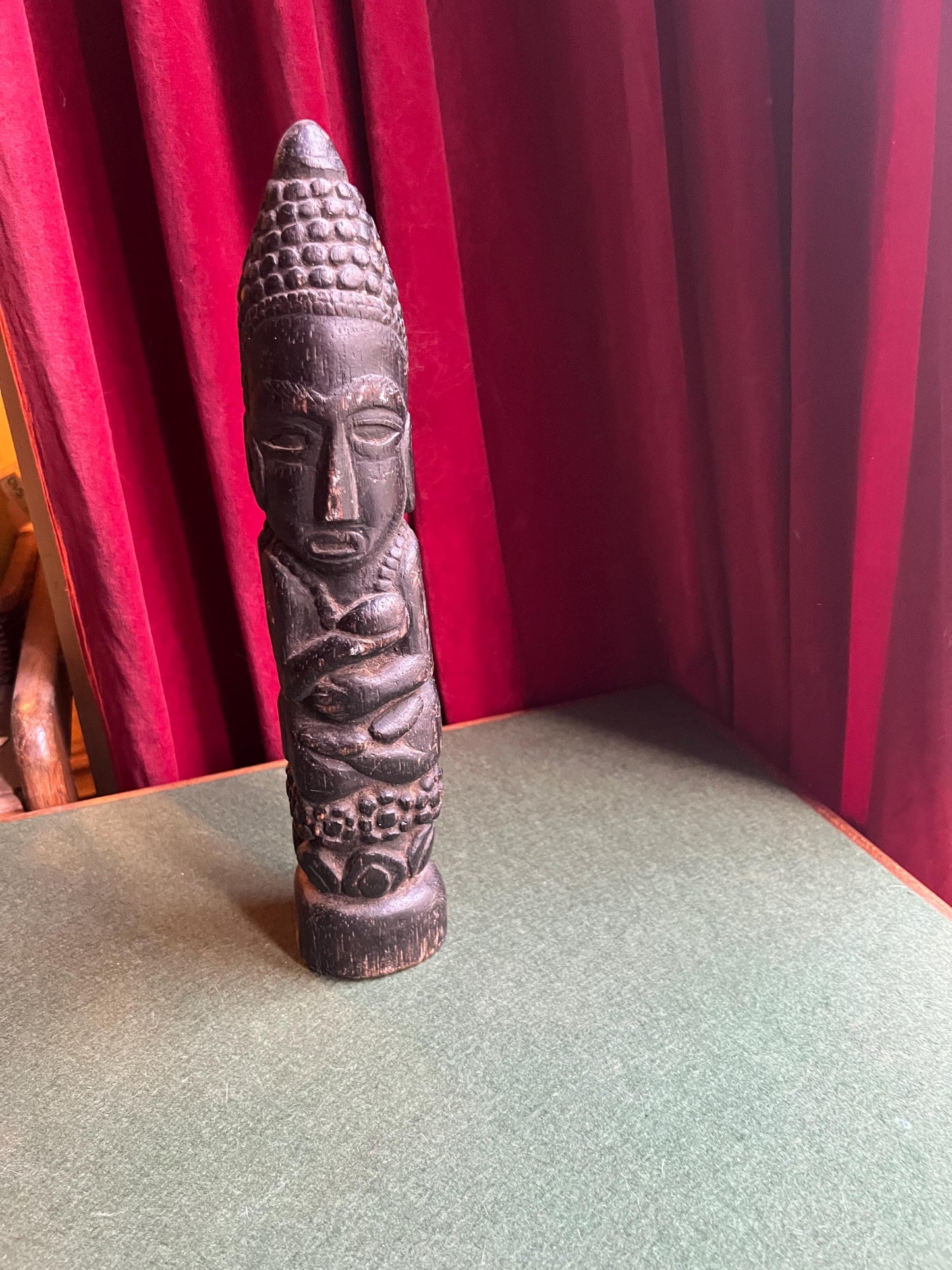 Vintage Makonde Tree of Life Sculpture. Hand-carved Wooden Statue.