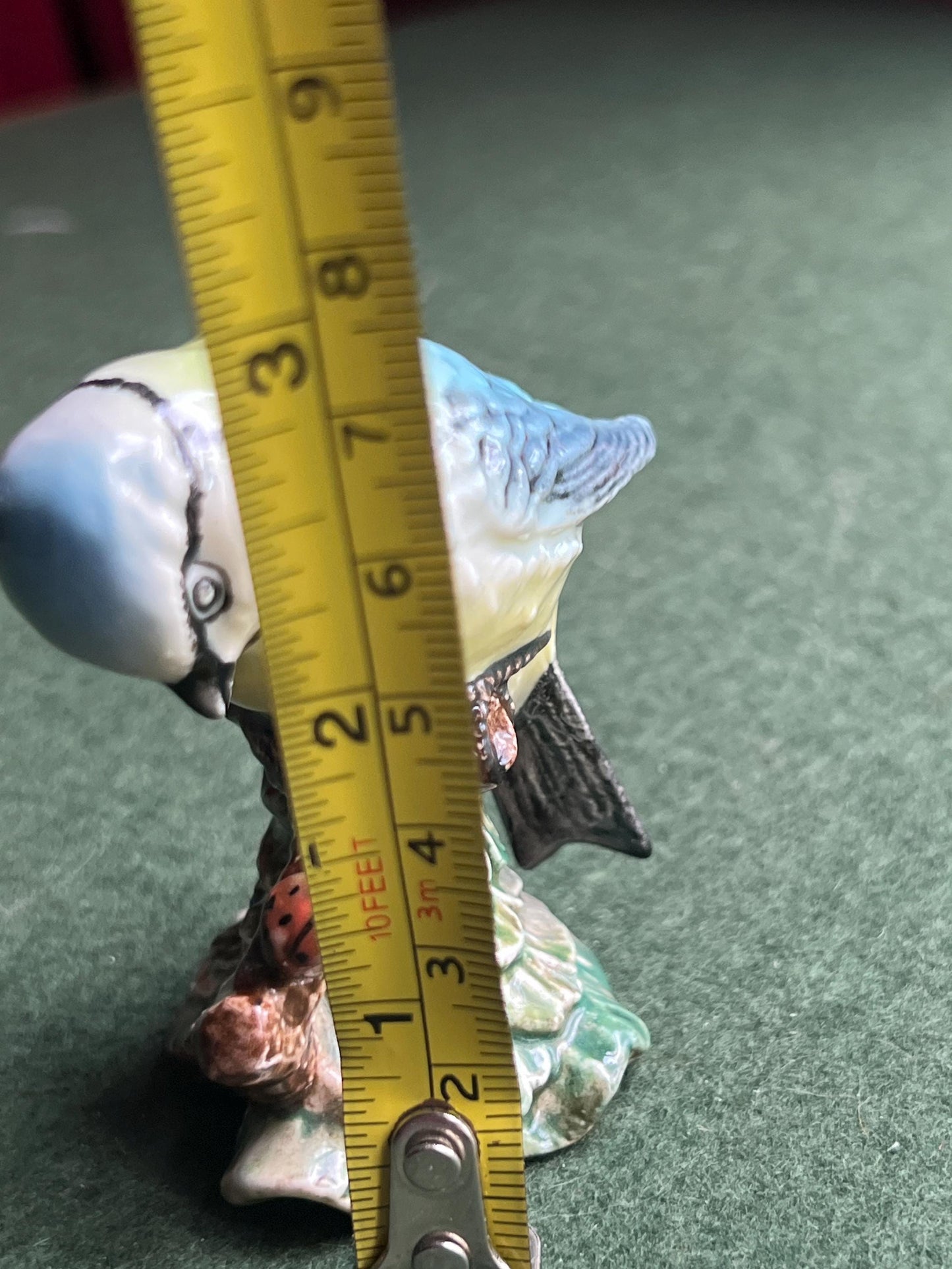 Blue Tit on a branch with ladybird Stamped Blue Tit Beswick 992 Made in England Arthur Gredington Design.