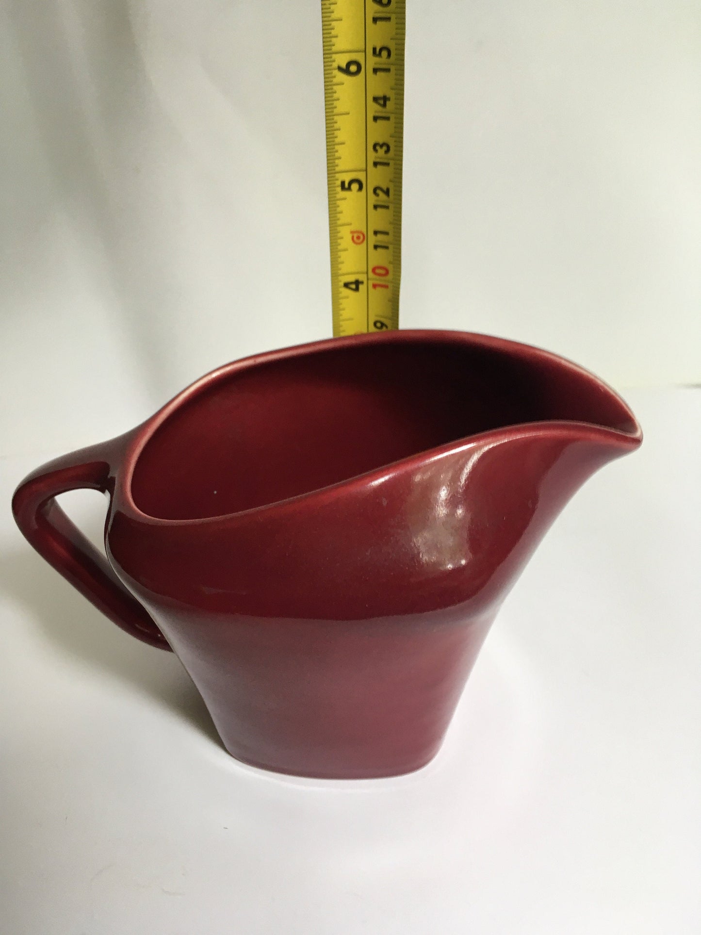 Rare Vintage red milk jug creamer Deep red glazed gravy custard serving jug. Stamped South Seas JG Meakin.