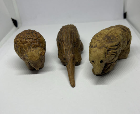 Animal figurines Tremar Pottery Buffalo Anteater and Badger Bear Vintage Cornwall pottery animal ornament Quirky Hand crafted studio pottery