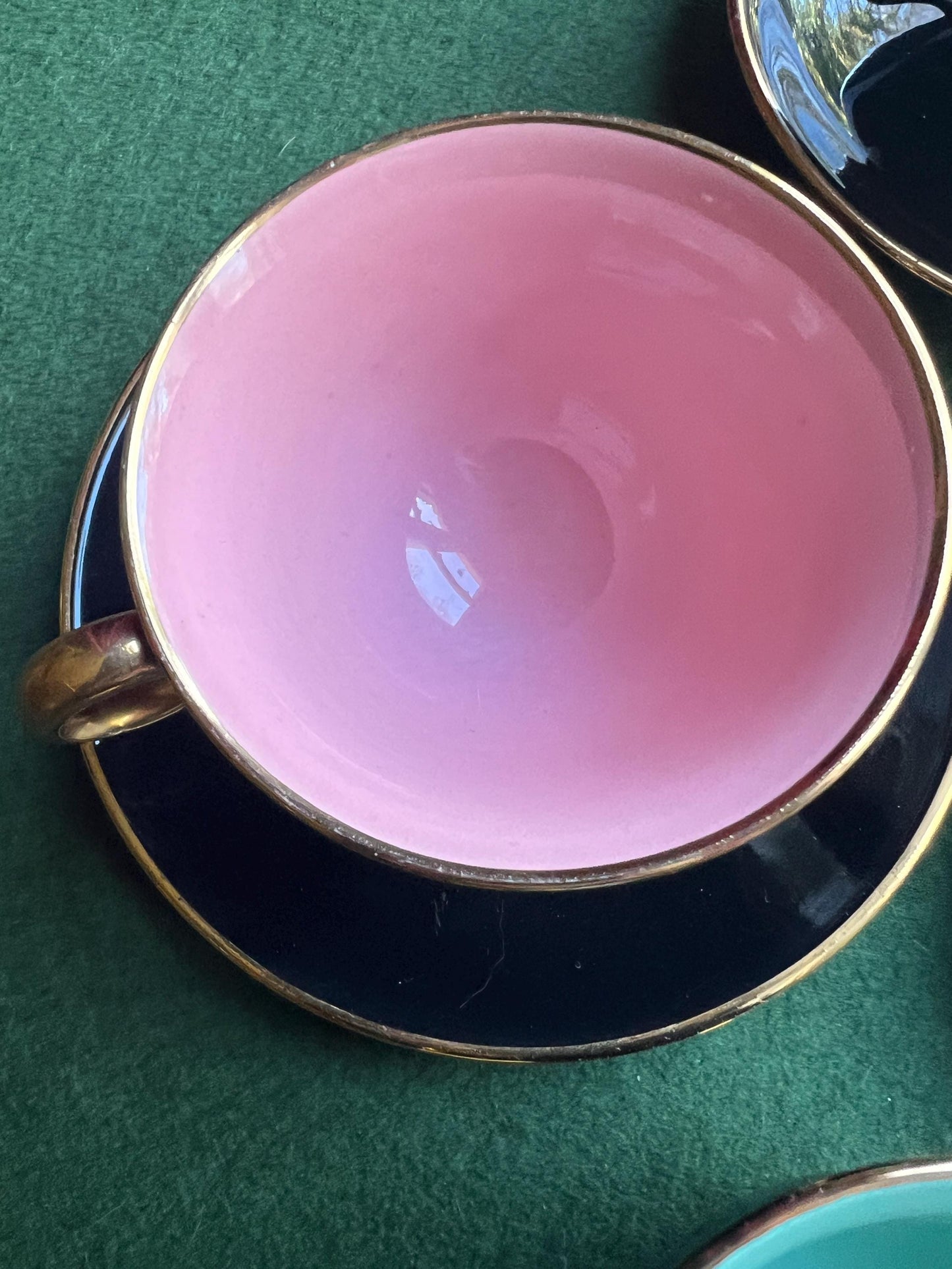 Vintage teacup and saucer set. Stamped Stavangerflint  Norway Harlequin Palette 1950s