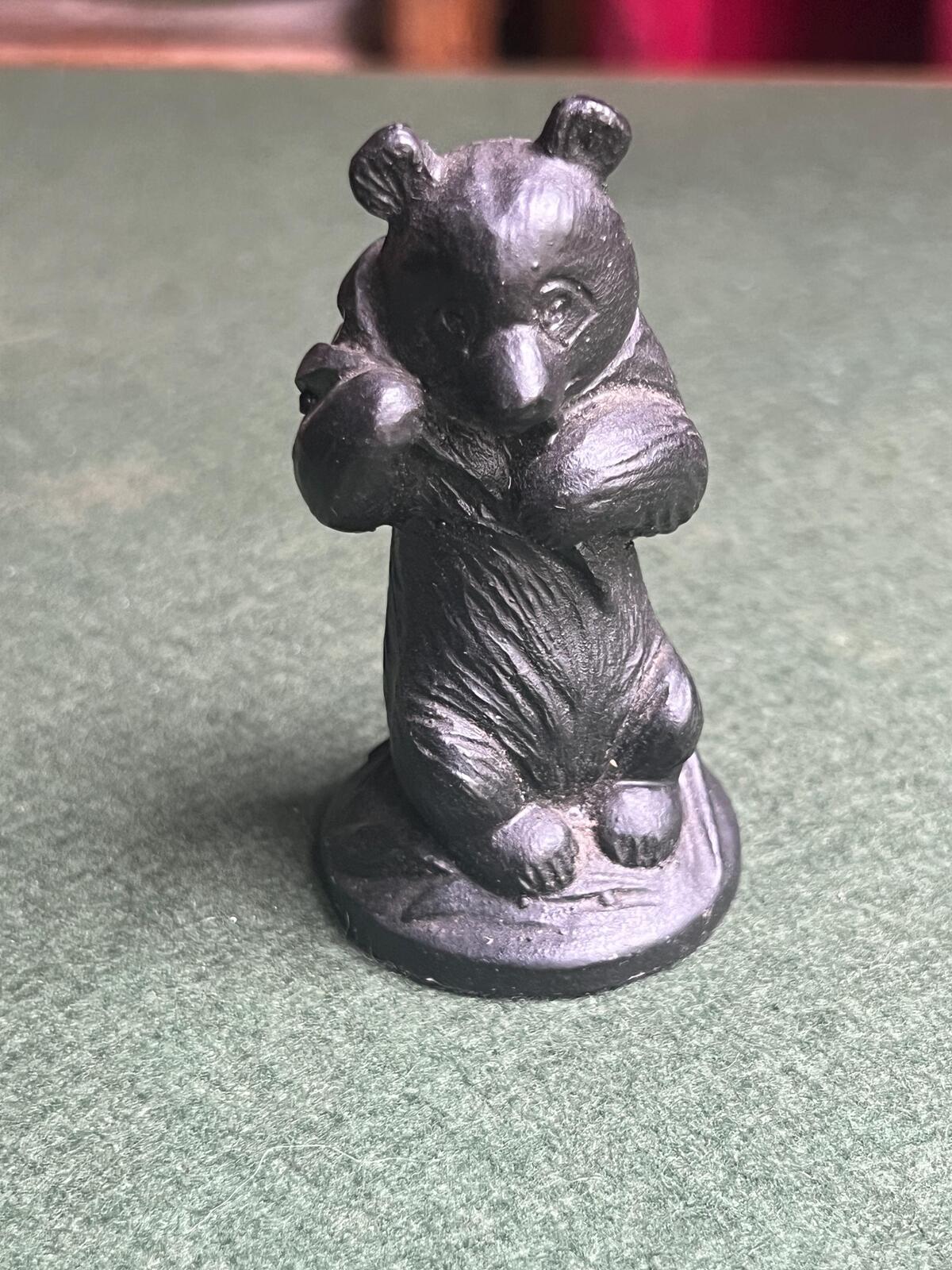 Kingmaker Coal bear figurine. Vintage panda bear with bamboo. Hand made in England.