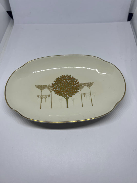 Ceramic trinket dish Golden Mist design Japan.