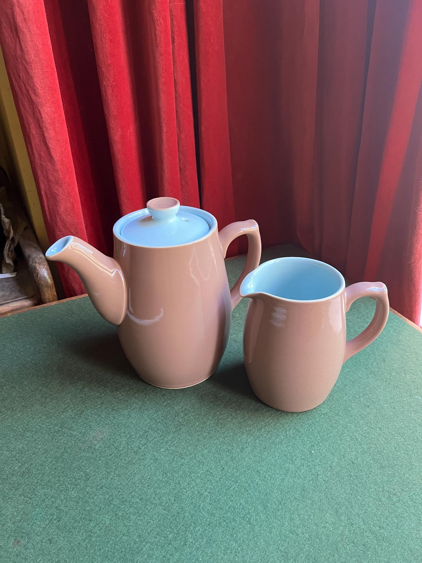Vintage Denby Langley Lucerne coffee pot and creamer.