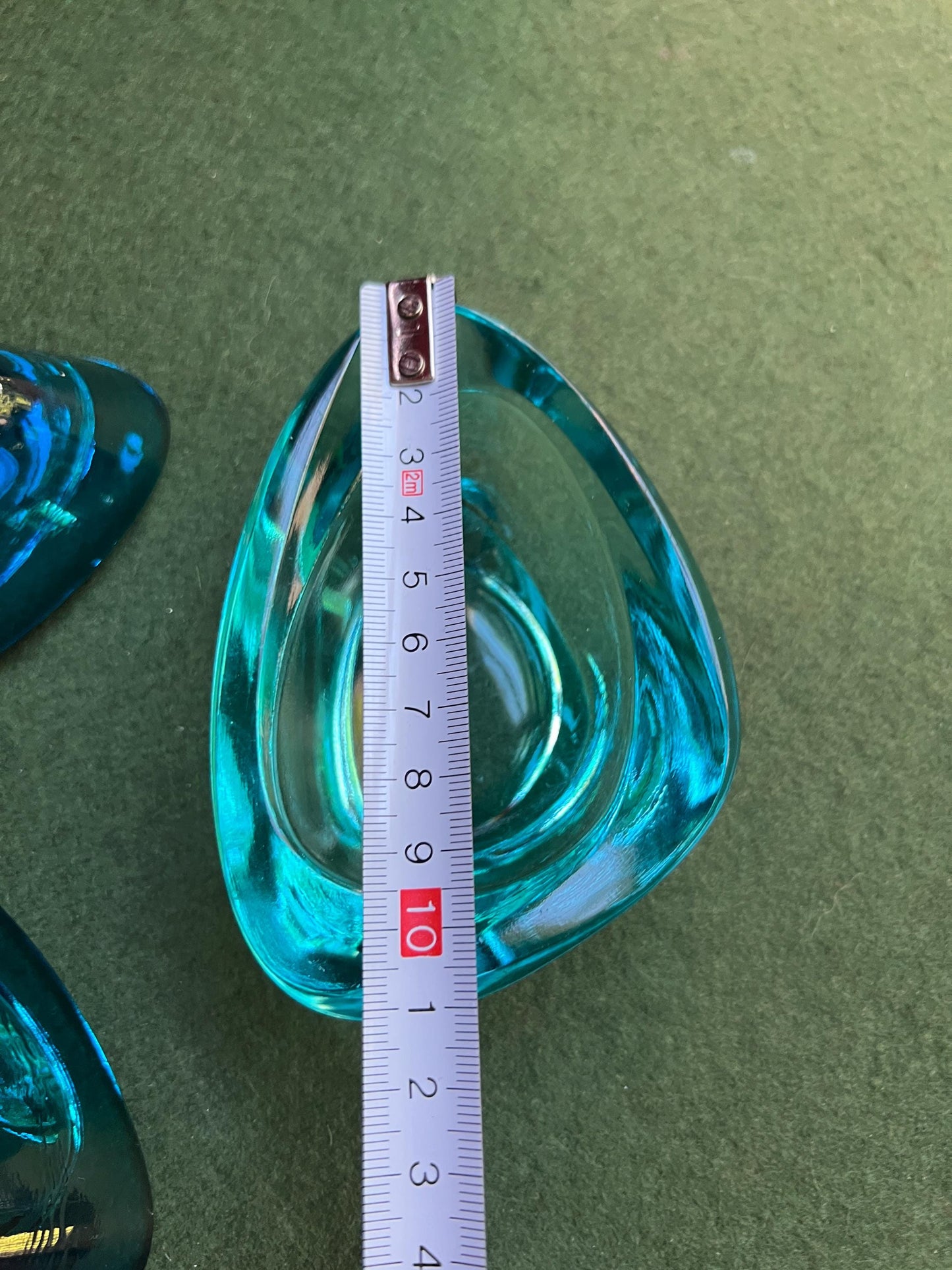 Vintage glass ashtrays trinket dishes. Sklo Union glass. 1x Turquoise blue 2x cobalt blue triangular glass nut bowls. Sold separately.