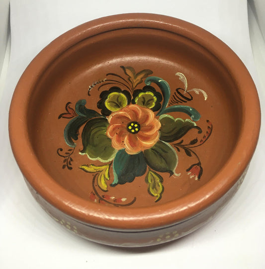 Wooden trinket bowl. Folk art bowl Rosemaling Norway.