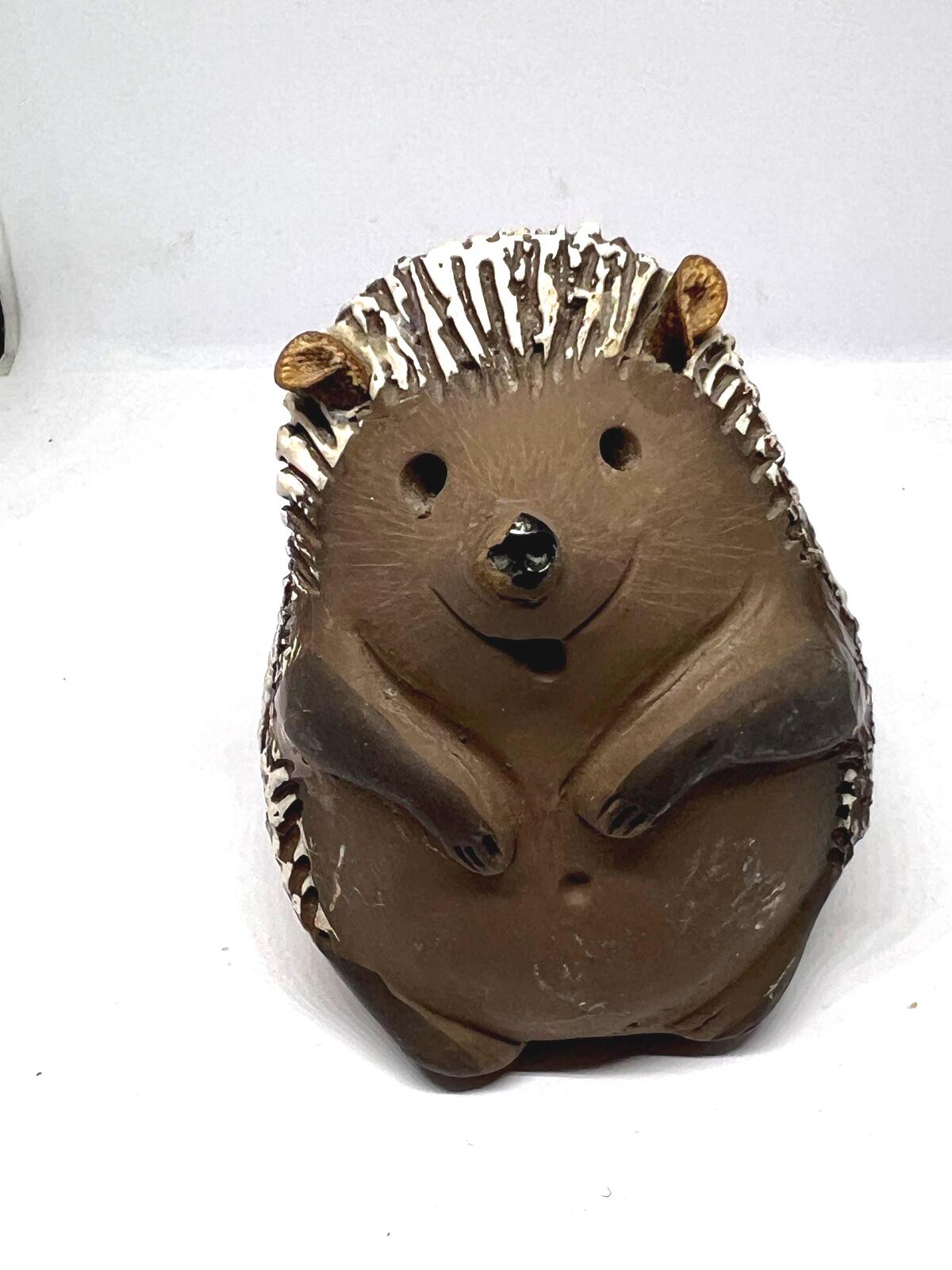 Vintage Hedgehog Figurine Mid Century FORMO Malmö? Leather eared smiling hedge hog. Studio pottery collector gift.