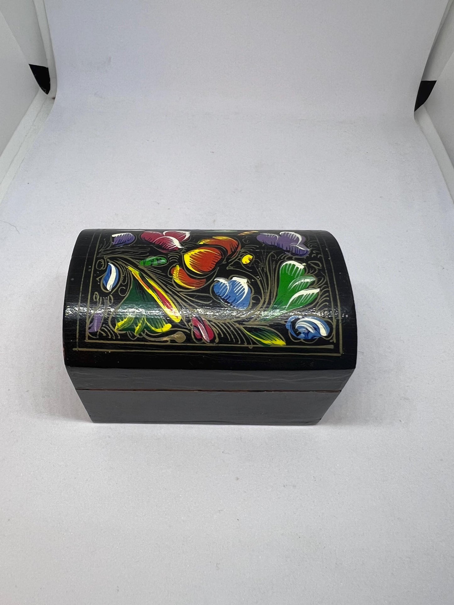 Wooden treasure box Hand painted Folk art wooden trinket box.
