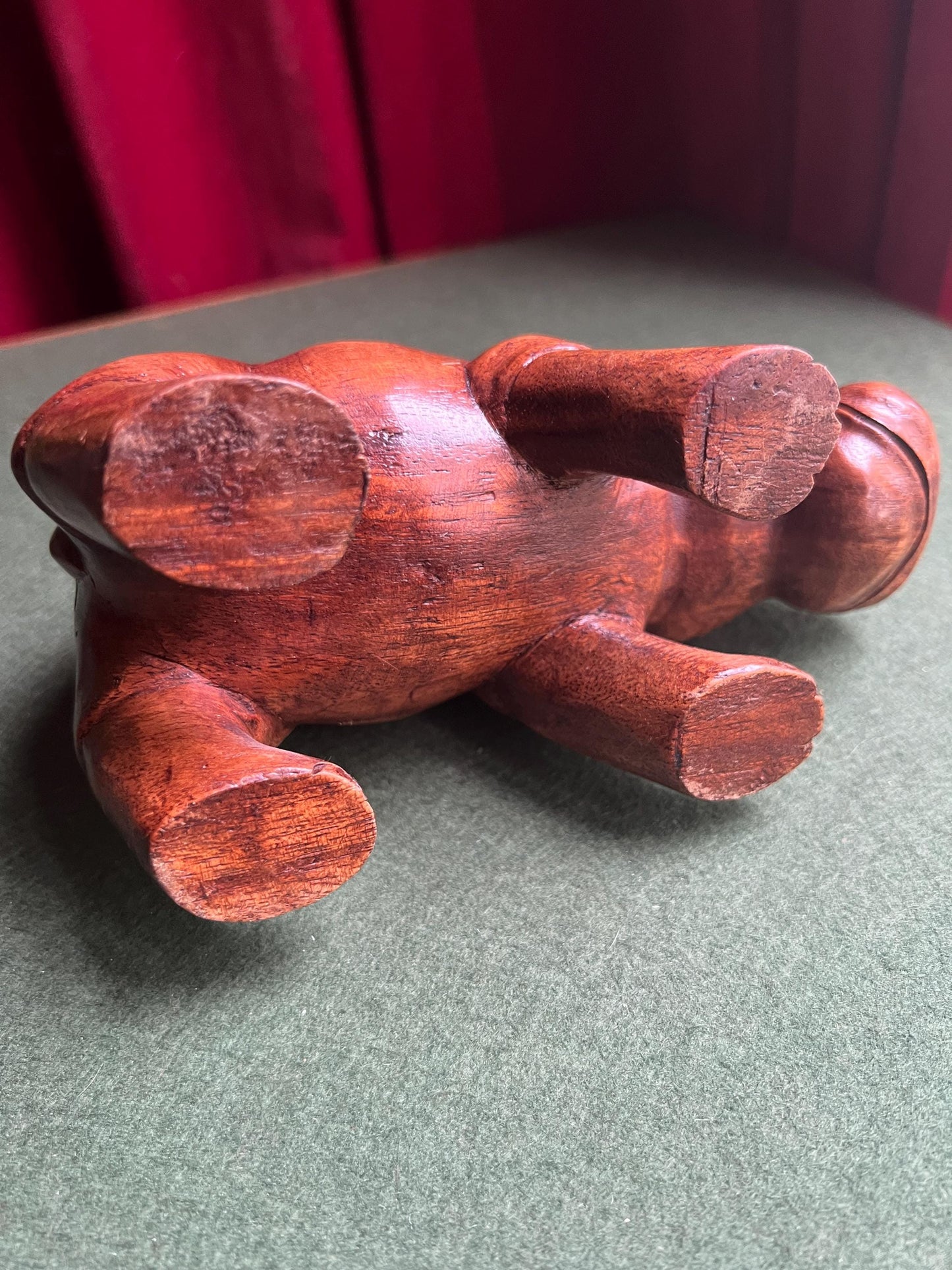 Vintage hand carved wooden hippo figurine. Treen house hippo ornament.