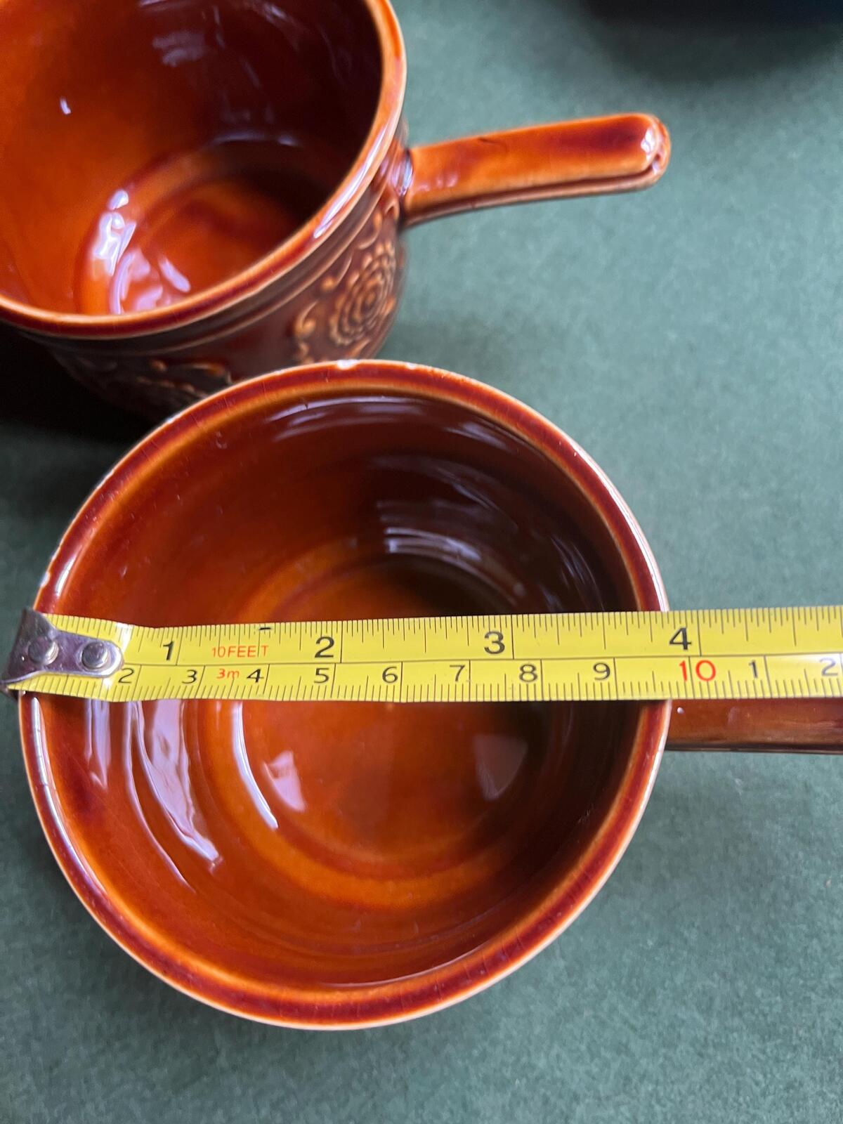 Vintage soup mugs Ceramic handled stew bowls set 4 Stamped TAMS.