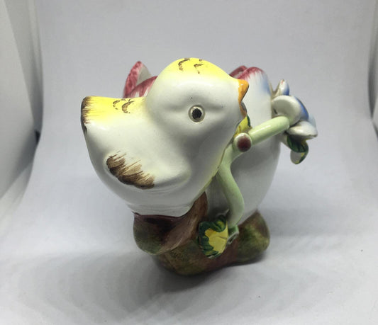 Kitsch Egg cup ceramic chick and egg plant pot. Made in Italy