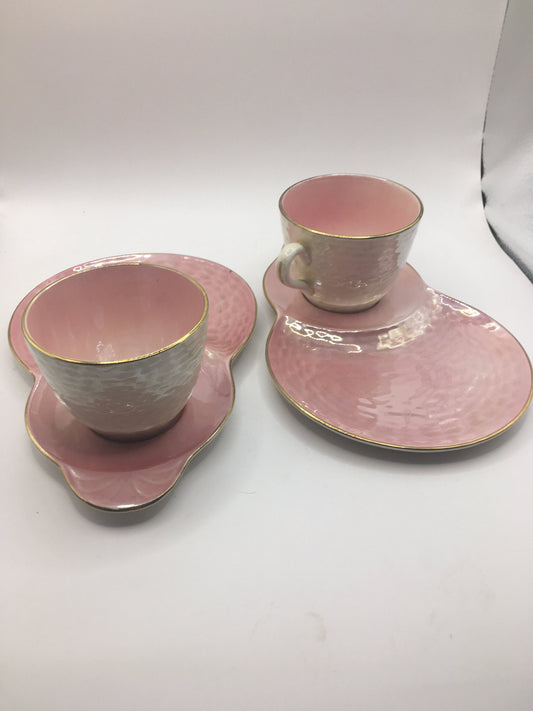 Pink Lustre Maling ware Teacup and sandwich plate. 2 available.