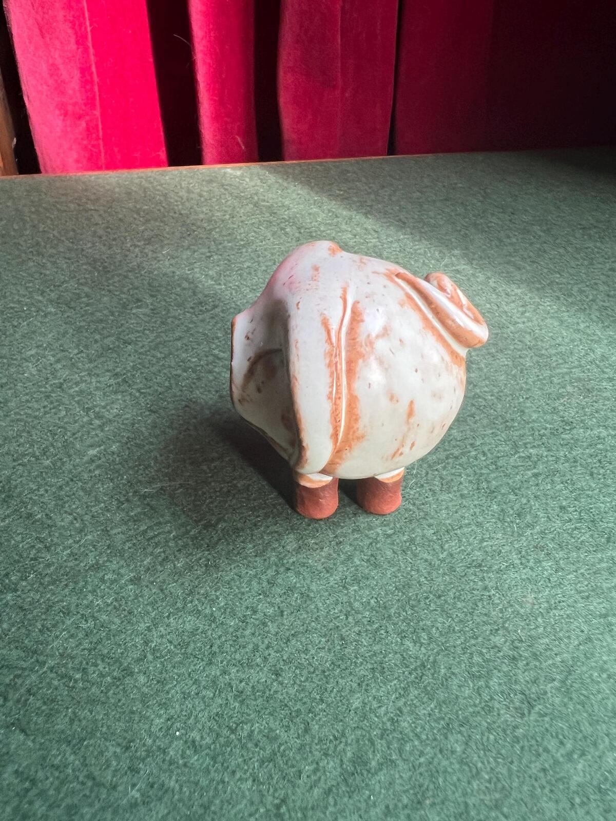 Hand made studio pottery pig figurine. Quirky chunky piglet ornament.