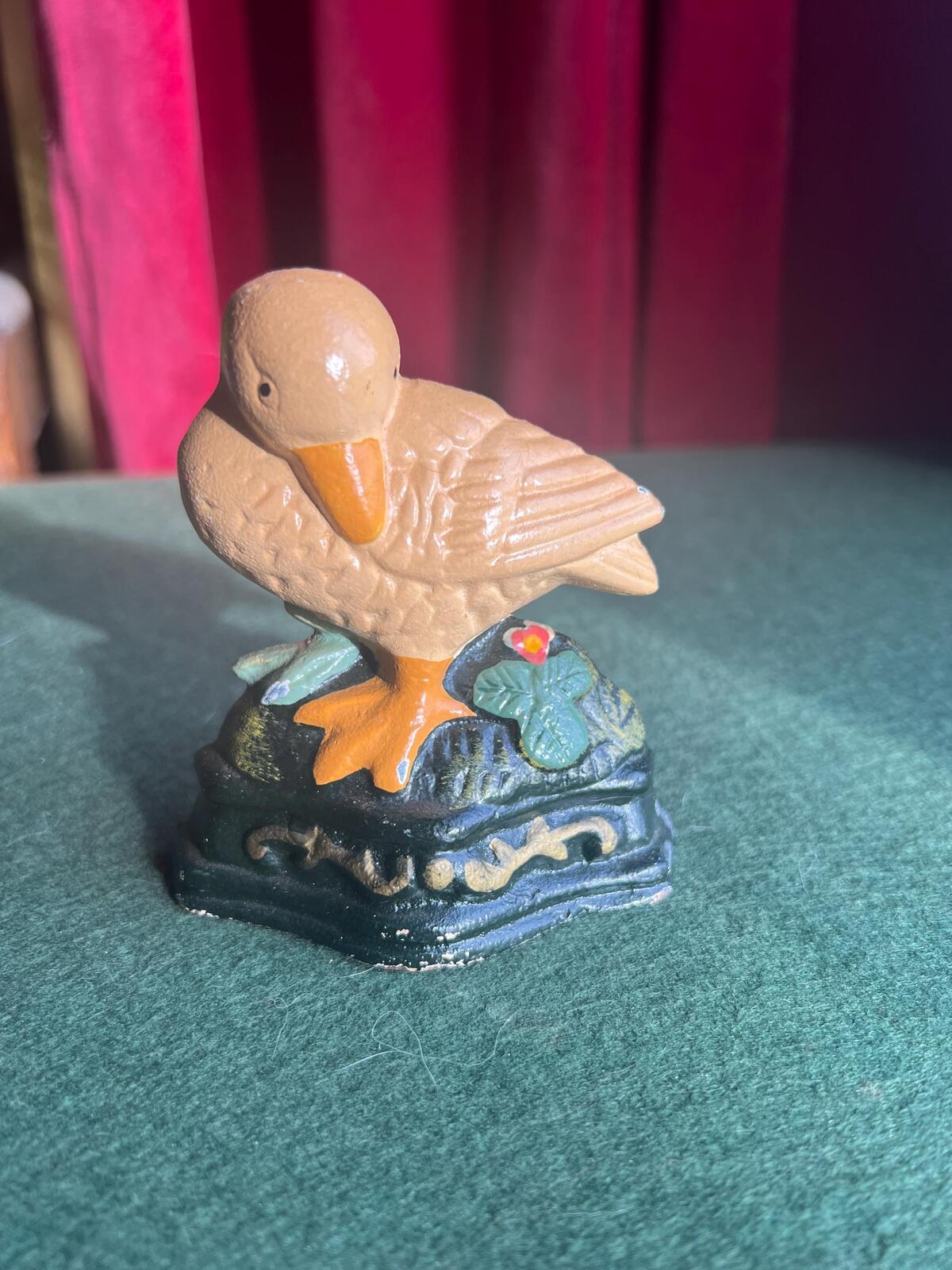 Cast iron door stop. Small Baby chick duck doorstop bookend. French Farmhouse.