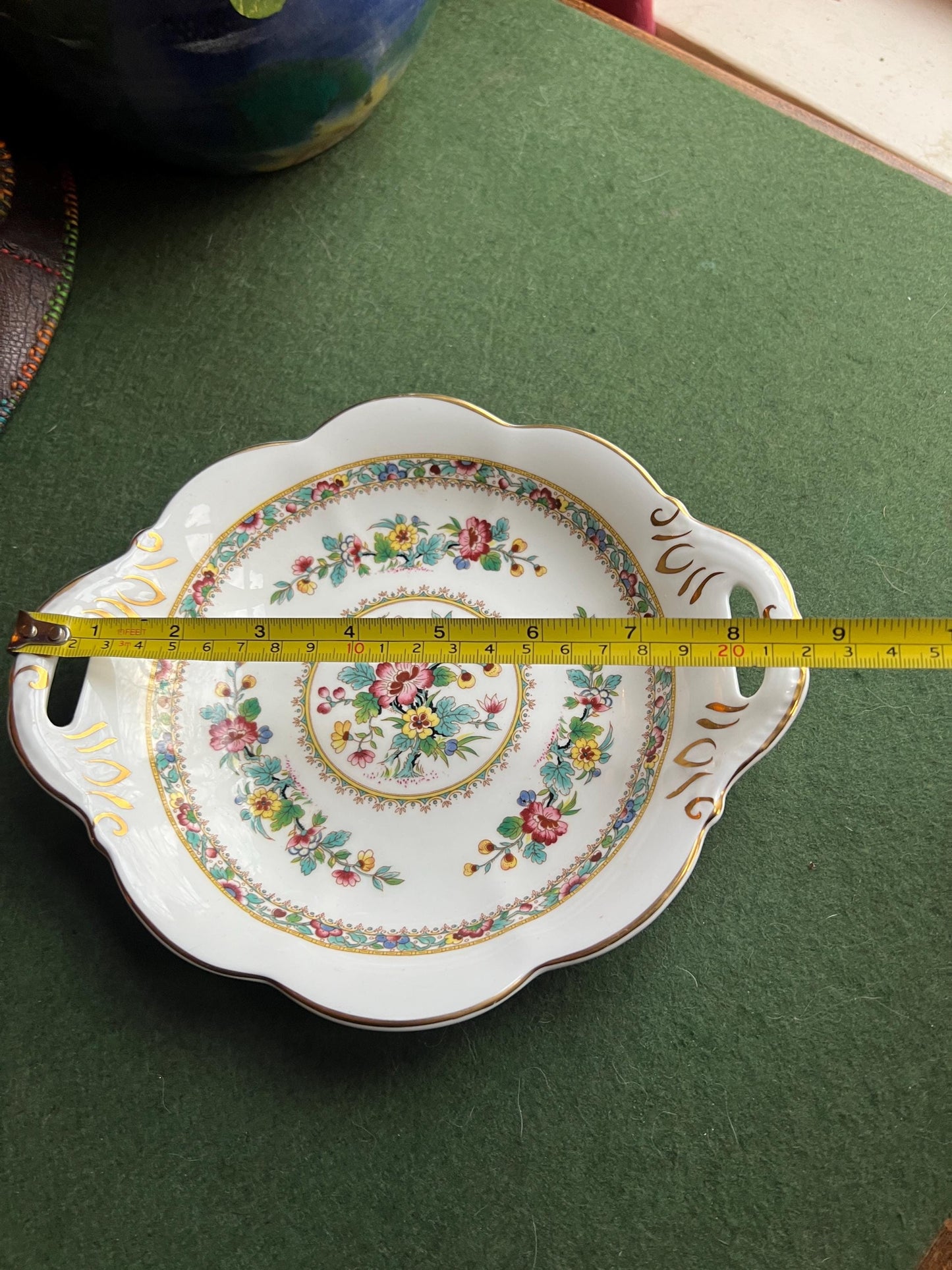 2 handled decorative serving bowl.  Stamped Coal Port Ming Rose.