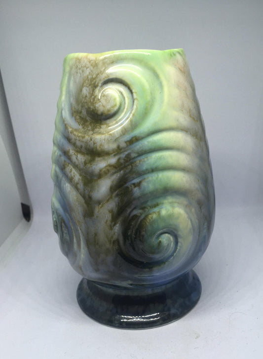 SYLVAC small posy vase. Green and pink toned glaze bud vase.