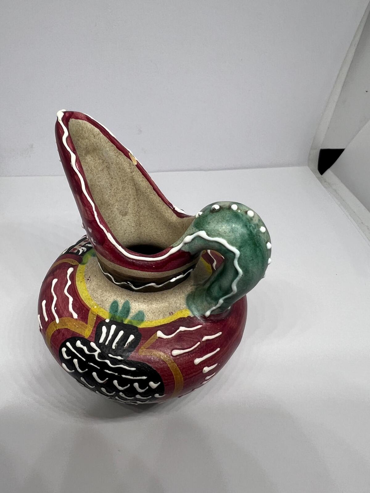 Miniature Italian pitcher. Vibrant Italy folk art decorative mini jug.